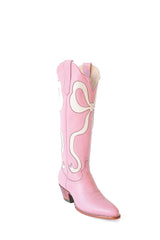 Claire Bow Boot in Pink and Bone