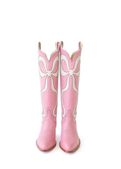 Claire Bow Boot in Pink and Bone