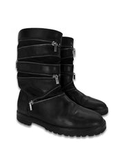 Accordion Zipper Leather Boots Alien
