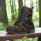 Vegan Leather Combat Boot- Dark Forest Mushrooms
