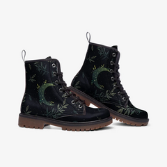 Vegan Leather Combat Boot- Forest Witch Moon