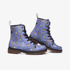 Vegan Leather Combat Boot-Periwinkle Mushrooms
