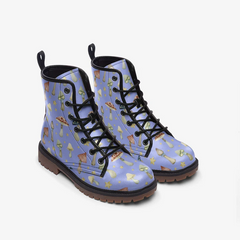Vegan Leather Combat Boot-Periwinkle Mushrooms
