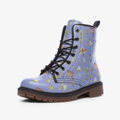 Vegan Leather Combat Boot-Periwinkle Mushrooms