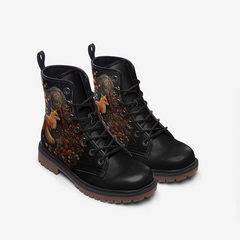 Vegan Leather Combat Boot- Magic Story Fables Forestcore Fox