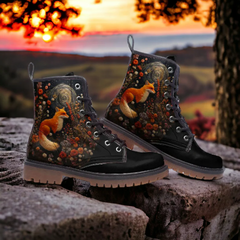 Vegan Leather Combat Boot- Magic Story Fables Forestcore Fox