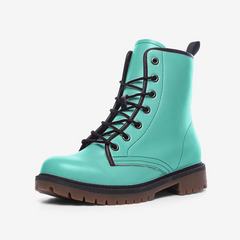 Vegan Leather Combat Boot- Aqua Blue Punk