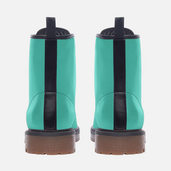 Vegan Leather Combat Boot- Aqua Blue Punk