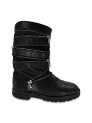 Accordion Zipper Leather Boots Alien