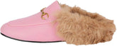 Fur Comfortable Leather Buckle Mules- Pink Fur