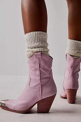 Women's Western Side Zipper Vintage Cowboy Boot- Purple