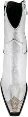 Women's Western Side Zipper Vintage Cowboy Boot- Silver