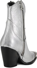 Women's Western Side Zipper Vintage Cowboy Boot- Silver