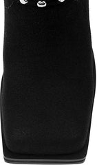 Western-Motorradstiefel mit Plateausohle und klobigem Absatz und mittlerer Wadenhöhe - Schwarz