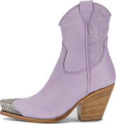 Women's Western Side Zipper Vintage Cowboy Boot- Purple
