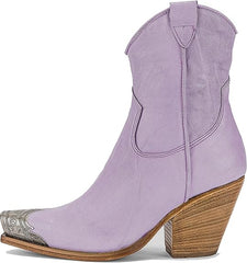Women's Western Side Zipper Vintage Cowboy Boot- Purple