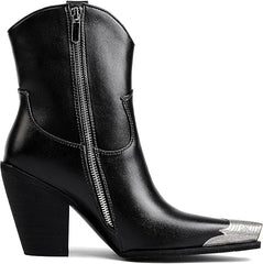 Women's Western Side Zipper Vintage Cowboy Boot-Black