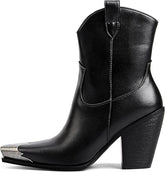 Women's Western Side Zipper Vintage Cowboy Boot-Black