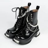 Black Lace Up Military Boots Womens
