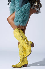 AZALEA WANG AYANNA GOLD COWBOY BOOT