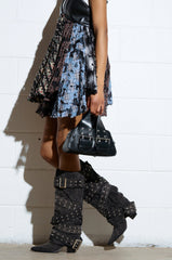 CENSORED BLACK DENIM BELTED CHUNKY BOOT