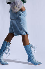 AZALEA WANG EMMALINE DENIM STILETTO BOOT