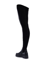 AZALEA WANG HAYDEE BLACK OVER THE KNEE SUEDE AND PU BOOT