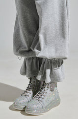 AZALEA WANG OTIS RHINESTONE HIGH TOP SNEAKER IN SILVER