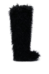 AZALEA WANG TEMPLETON BLACK POODLE FUR OVER THE KNEE BOOT