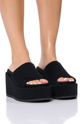 AZALEA WANG AQUARIA FLATFORM SANDAL IN BLACK
