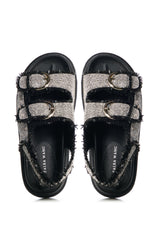 AZALEA WANG BASIA BLACK SILVER RHINESTONE SANDAL