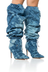 AZALEA WANG BEXLEY ACID WASH DENIM SLOUCH BOOT IN BLUE