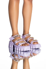 AZALEA WANG CANT HOLD BACK FLATFORM SANDAL IN PURPLE