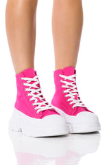 AZALEA WANG CHANEY HIGH TOP SNEAKER IN FUCHSIA