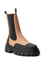 AZALEA WANG GENEVIEVE FLATFORM BOOTIE IN SAND