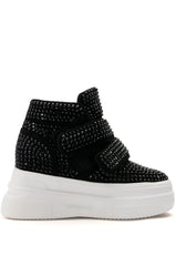 AZALEA WANG CYBER EMBELLISHED PLATFORM SNEAKER IN BLACK