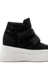 AZALEA WANG CYBER EMBELLISHED PLATFORM SNEAKER IN BLACK