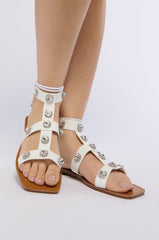 AZALEA WANG DIDIER WHITE EMBELLISHED SANDAL