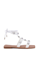 AZALEA WANG DIDIER WHITE EMBELLISHED SANDAL
