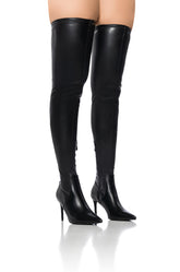 AZALEA WANG DROP IT LOW THIGH HIGH BOOT WITH 4 WAY STRETCH