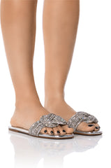 AZALEA WANG ALTHEA EMBELLISHED FLAT IN SILVER