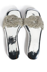AZALEA WANG ALTHEA EMBELLISHED FLAT IN SILVER
