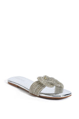 AZALEA WANG ALTHEA EMBELLISHED FLAT IN SILVER