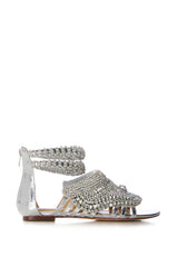 AZALEA WANG GEORGETTI SILVER DIAMOND FLAT SANDAL