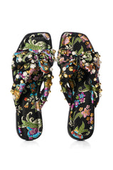 AZALEA WANG EMBELLISHED FLIP FLOP SANDAL IN BLACK