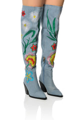 AZALEA WANG IZARA OVER THE KNEE BOOT IN DENIM