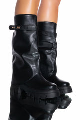 AZALEA WANG JET FOLD OVER FLATFORM BOOT IN BLACK