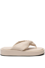 AZALEA WANG KARSYN FLAT SLIP ON SANDAL IN CREAM