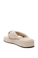 AZALEA WANG KARSYN FLAT SLIP ON SANDAL IN CREAM