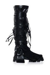 AZALEA WANG KNOXTON BLACK BOOTIE WITH STRAPPY TIE UP COVER